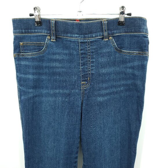 SPANX Pull-On Flare Jeans L Midnight Shade Blue - Picture 6 of 14